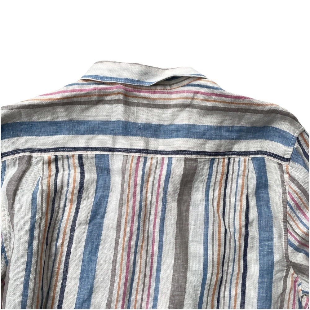 Men's Tommy Bahama Linen Button Up Shirt Medium Long Sleeve Multicolor Striped - Picture 7 of 9